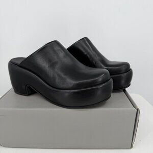 Everlane The Puffa Clog in Black Leather 7.5 Women's Platform Sip-on Mule